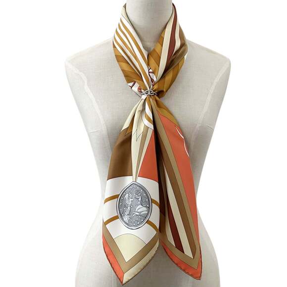 HERMES Orange Silk Scarf - Picture 7 of 7